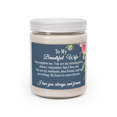 Candle Gift for Beautiful Wife with Message, Aromatherapy Candles, 9oz