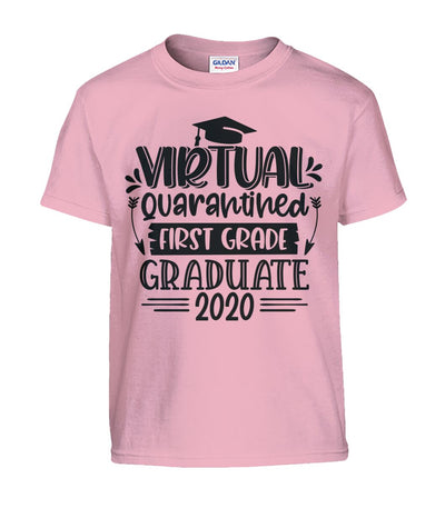 Virtual "Quarantined" 1st Grade Graduate Kids T-Shirts 2020