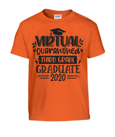 Virtual "Quarantined" 3rd Grade Graduate Kids T-Shirts 2020
