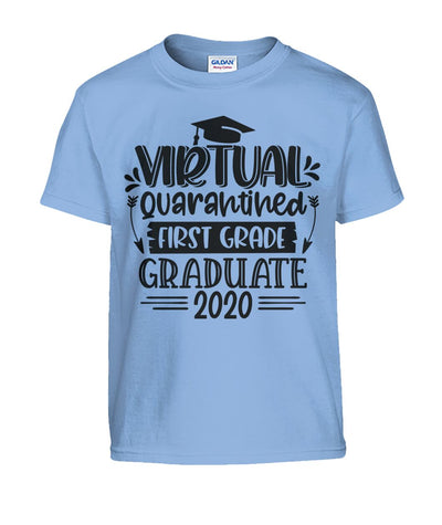 Virtual "Quarantined" 1st Grade Graduate Kids T-Shirts 2020